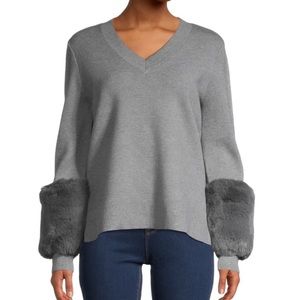 Faux fur cuff sweater